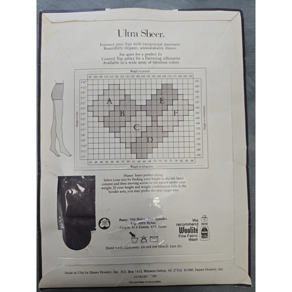 Vintage Hanes Ultra Sheer 709 Town Taupe C Pantyhose Control Top 1989 NOS USA!